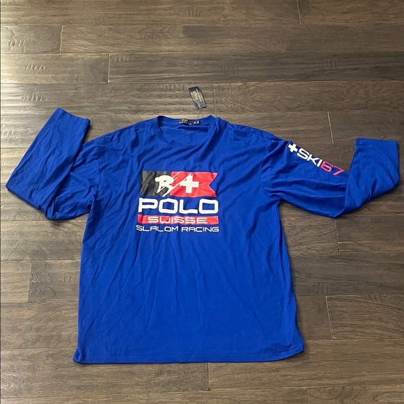 Polo Ralph Lauren Suisse Slalom Ski Racing Long Slv T Shirt Mens LT Large Tall
